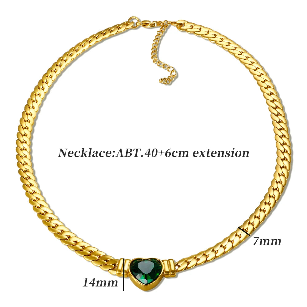 Fashion Gold Plated Waterproof Stainless Steel Jewelry Set, Luxury Heart Shape Bracelet Set for Women