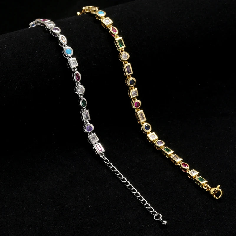 Candy bracelet for women, geometric shape, cubic zirconia